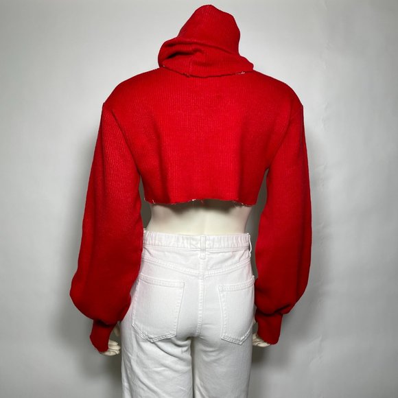ORSEUND IRIS Red 'Chunky Knit' Crop Sweater - Picture 6 of 10